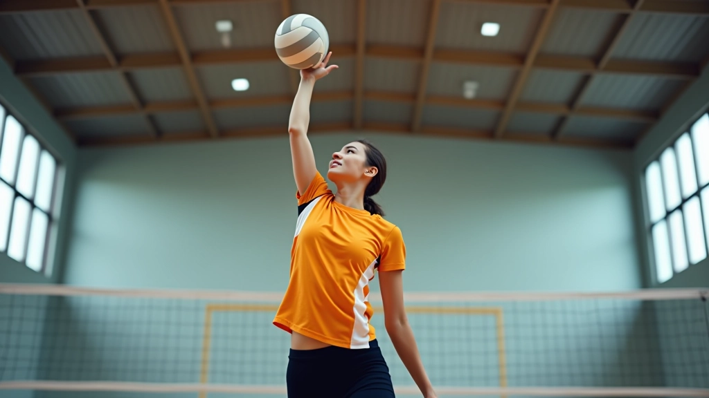لاعب كرة طائرة في الهواء أثناء قفزة الضرب، الذراع مرفوعة للأعلى، لحظة اتصال الكرة، حركة متناسقة وقوية